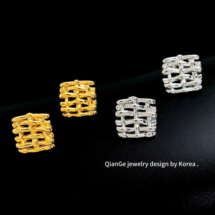Wholesale Metal woven irregular square earrings for women s925 silver needle design earrings