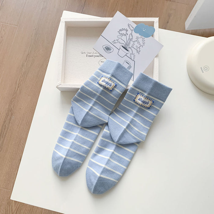 Wholesale Striped boneless socks with tube fabric, labeled pile, sock cotton