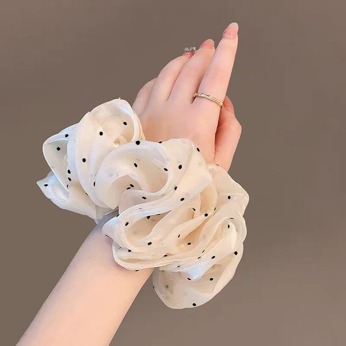Wholesale Gentle polka dot shimmering tulle hair scrunchies