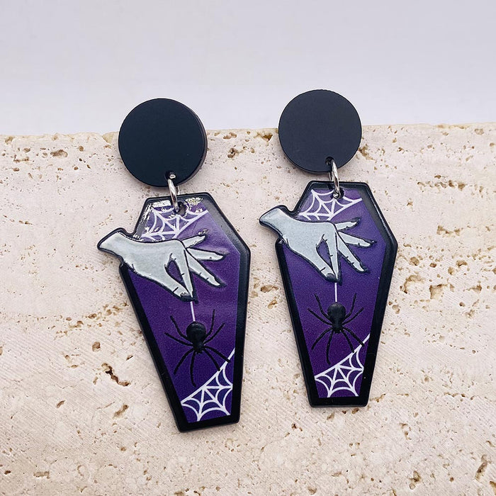 Wholesale  earrings coffin ghost bat acrylic earrings Amazon holiday jewelry