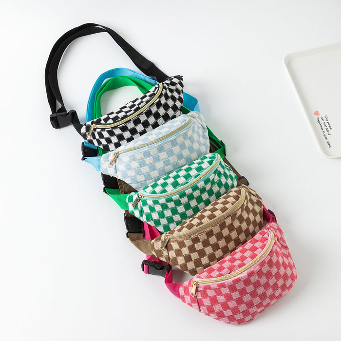 Wholesale Plaid Adjustable Storage Waist Bag,  Unisex Sports and Fitness Bag