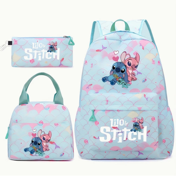 Wholesale Colorful cartoon pattern three-piece set casual large-capacity student backpack bags