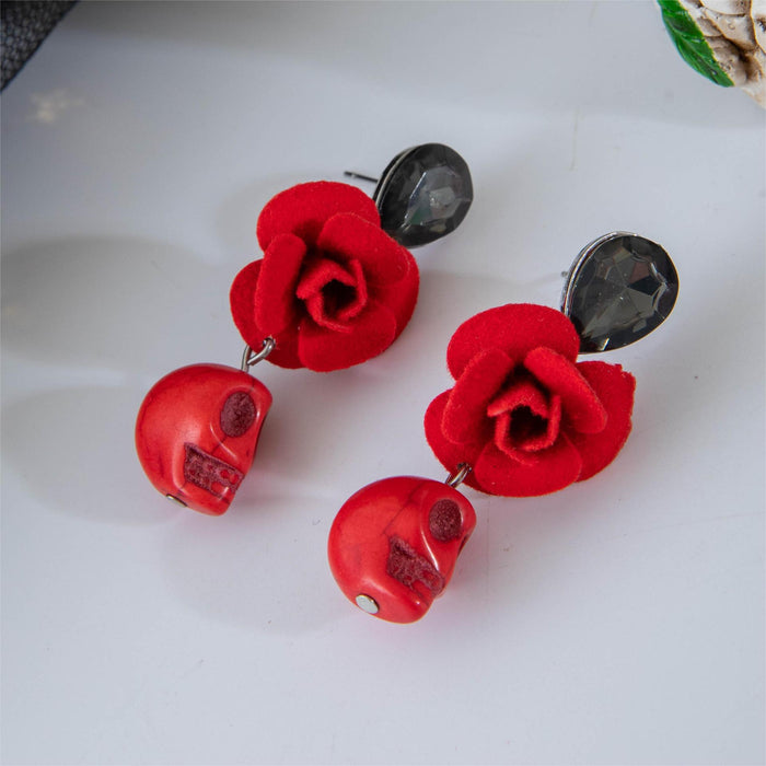 Wholesale Skull Bow Earrings Alloy Spray Paint Fashion Accessory MOQ≥2