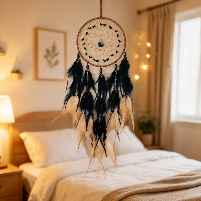 Wholesale Feather Dream Catcher Turquoise Black Wall Hanging Decorative MOQ≥2