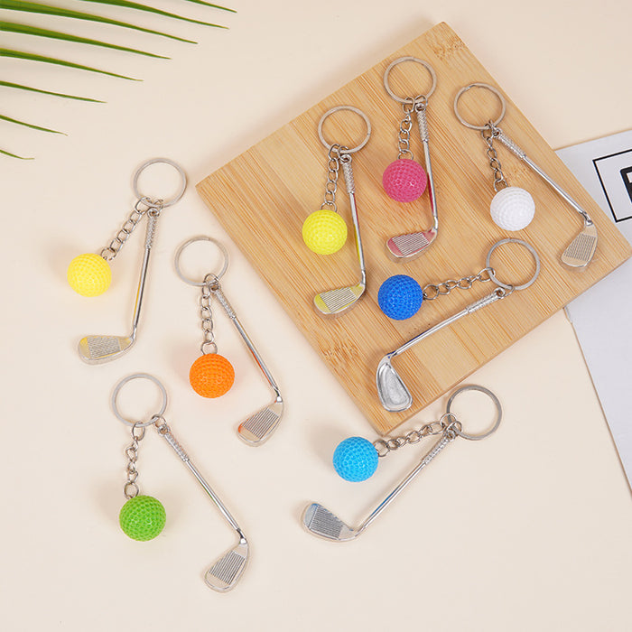 Wholesale Metal Golf Ball And Club Keychain Bag Charm Stylish Couple Gift Car Key Accessory MOQ≥2