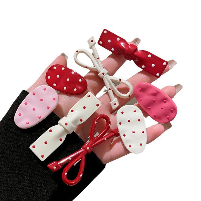 Wholesale Bow Hairpin Cute White Bangs Clip  Grab Clip Women's  Clip Hair Accessories Women