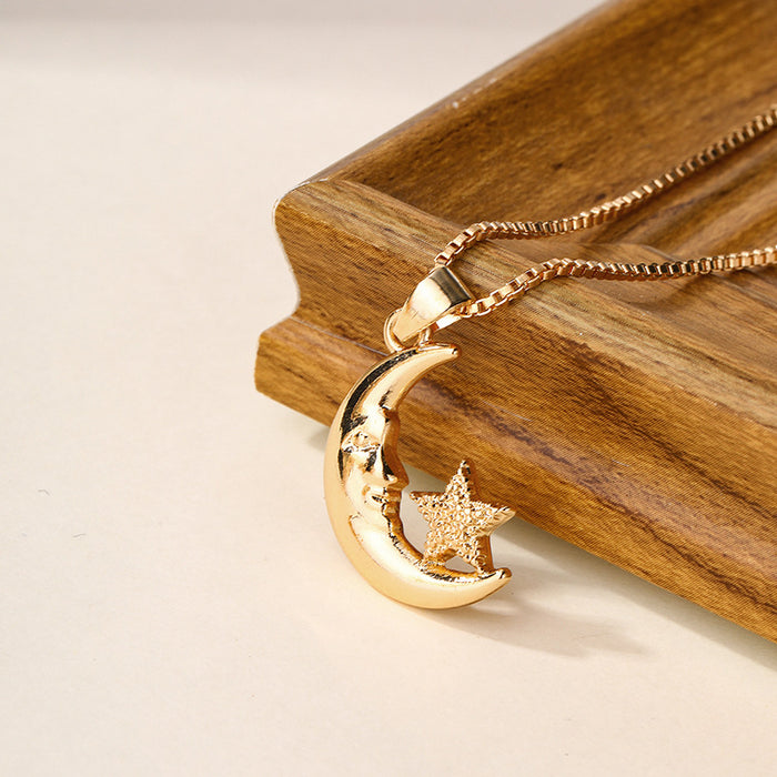 Wholesale Jewelry alloy moon pendant, simple and versatile star necklace