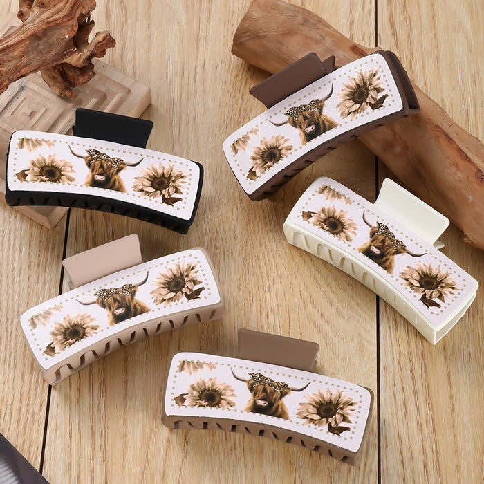 Wholesale Chrysanthemum White leather square Hair Clips