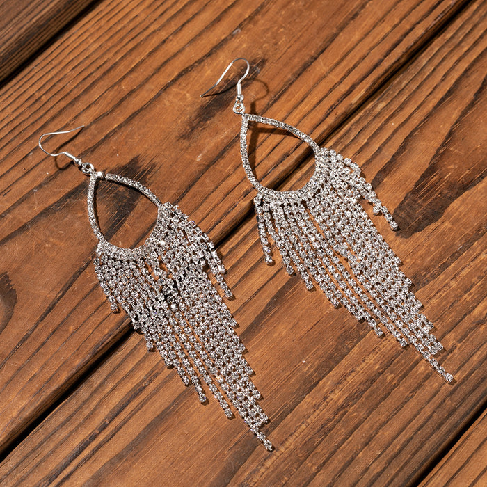 Wholesale Tassel Water Diamond Claw Chain Full Diamond Earrings