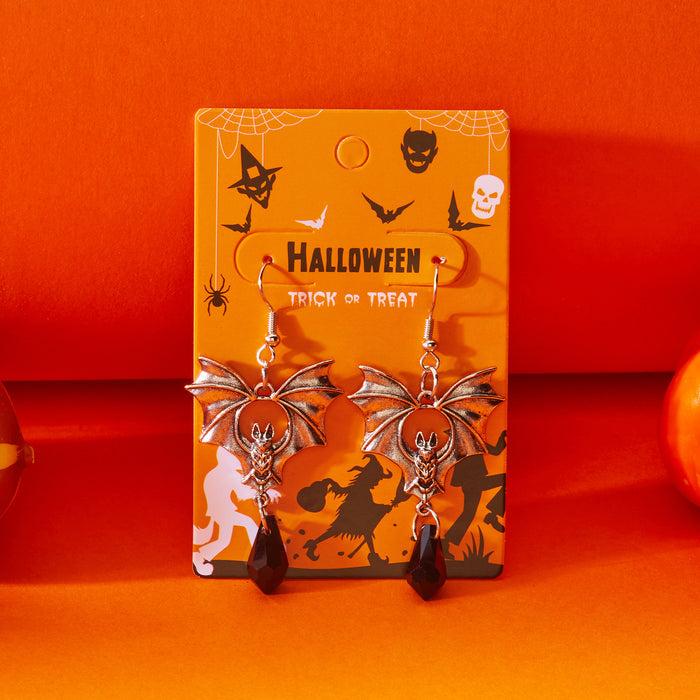 Wholesale Holiday Exaggerated Gothic Bat Earrings Halloween Retro Earrings