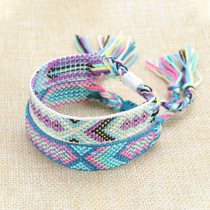 Wholesale of New Nepalese Fabric Ethnic Style Woven Colorful Tassel Bracelet JDC-BT-YiYe005