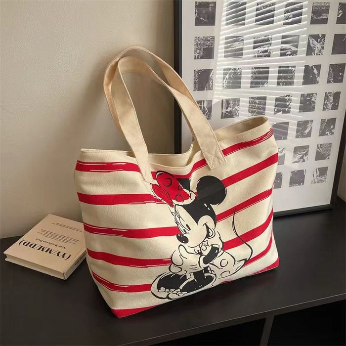 Wholesale Cartoon printed canvas bag, large capacity underarm tote bag, mom's handbag, single shoulder shopping bag