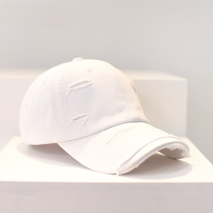 Wholesale Retro style, personalized, vintage, perforated baseball cap, versatile, soft top, curved brim, sun shading duckbill cap for women