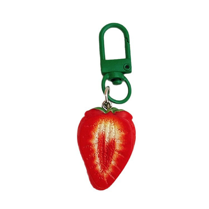 Wholesale Chic Fruit Resin Keychain Pendant - Half-Cut Strawberry Design