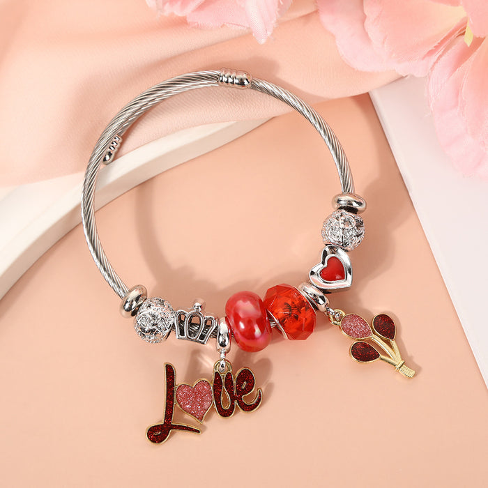 Wholesale Crystal bead stainless steel bracelet