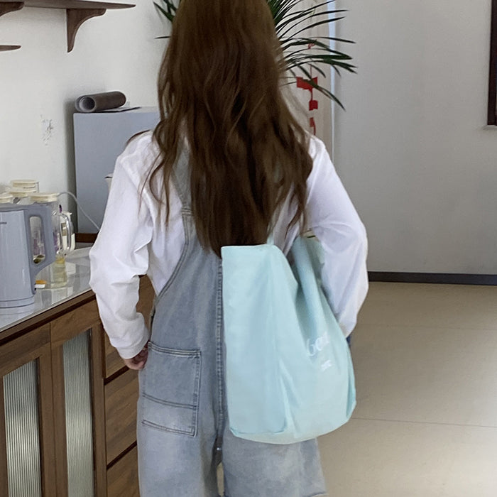 Wholesale Striped canvas bag, casual large capacity, reversible single shoulder tote bag, commuting bag