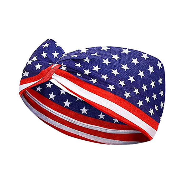 Wholesale 2PCS American Flag Independence Day Stars Knotted Sweat Absorbent Sports Bundle Fabric Headband JDC-HD-YunQ001