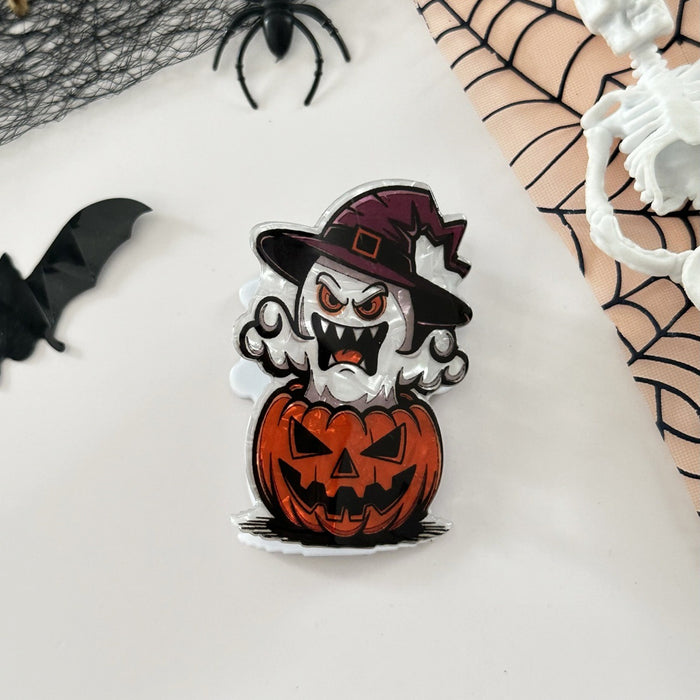 Wholesale headdress funny skull pumpkin clip witch hat ghost hairpin half-tied ponytail clip hair accessories