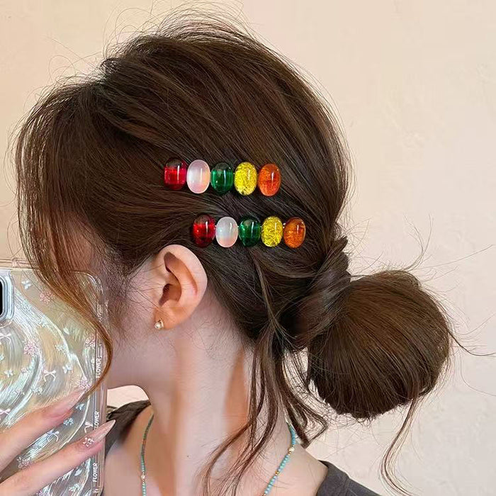 Wholesale Trendy Rainbow Oval Alloy Hair Clip for Everyday Styling Boutique Resale MOQ≥2