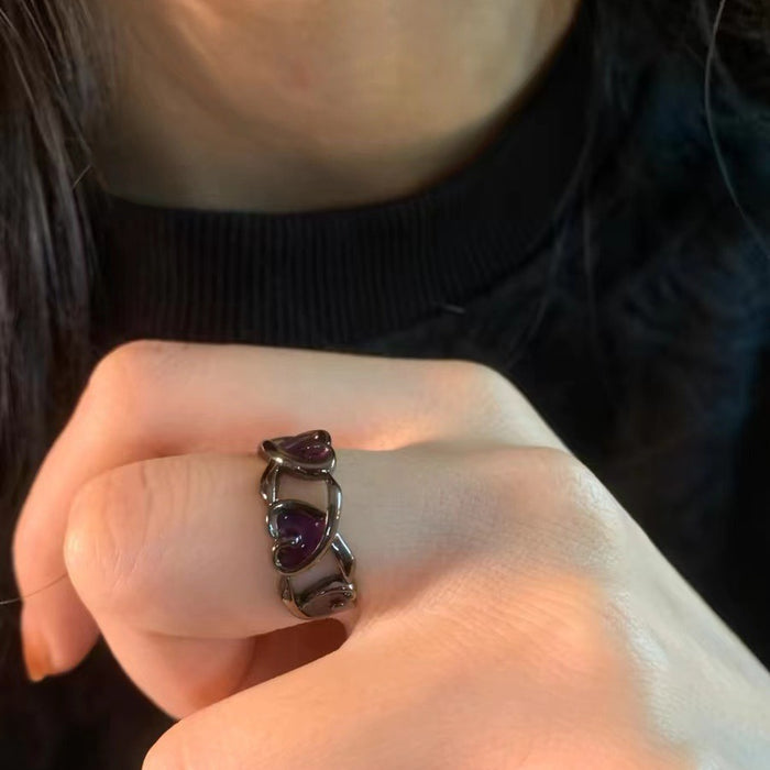 Wholesale Love Zircon Open Ring Adjustable Sweet Cool Wind Ring