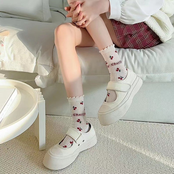 Wholesale Short tube socks hollow thin socks mid tube socks student socks cute short socks