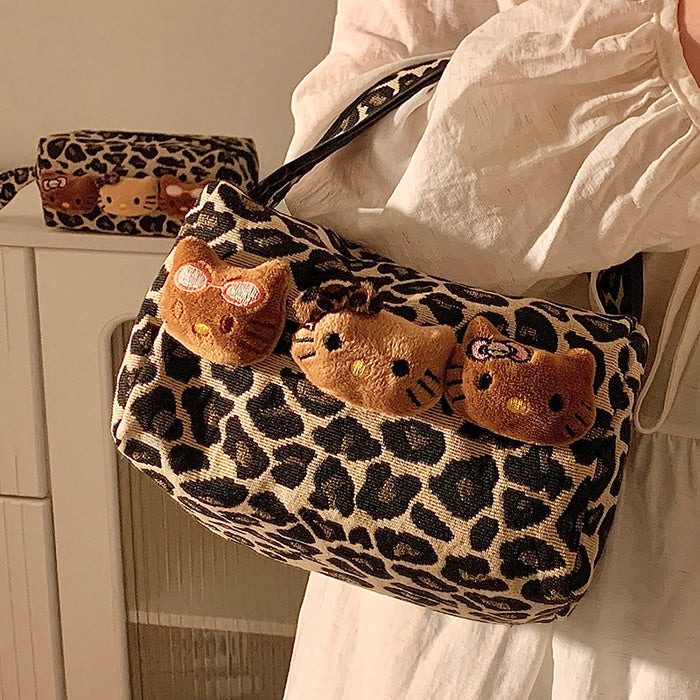 Wholesale Cute leopard print cat handbag