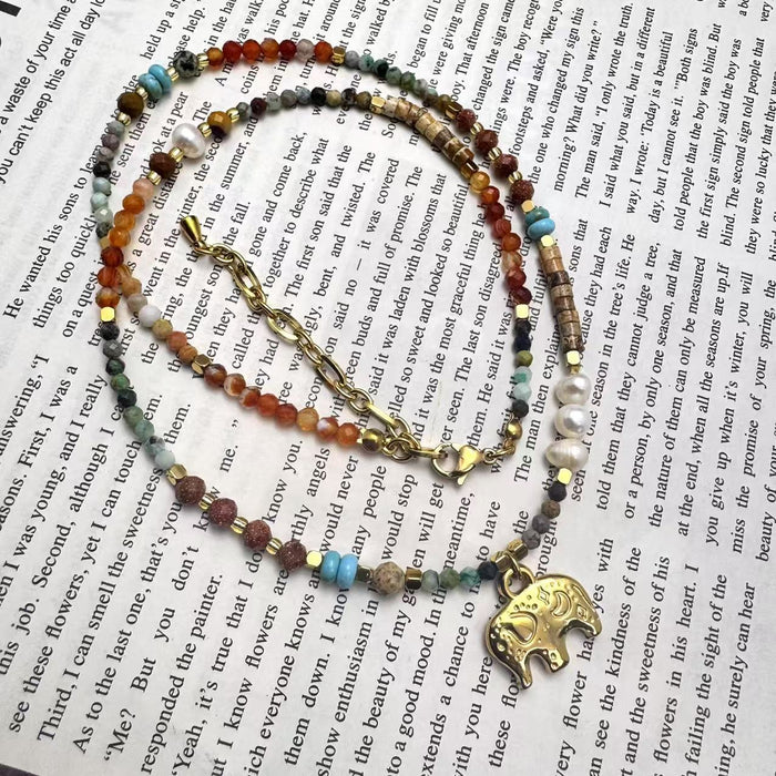 Wholesale Beaded necklace with red agate and pearl collarbone chain design, niche