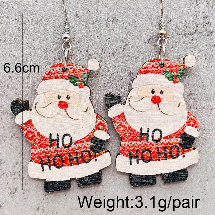 Wholesale Christmas Earrings Elk Christmas Tree Snowman  Wooden Earrings