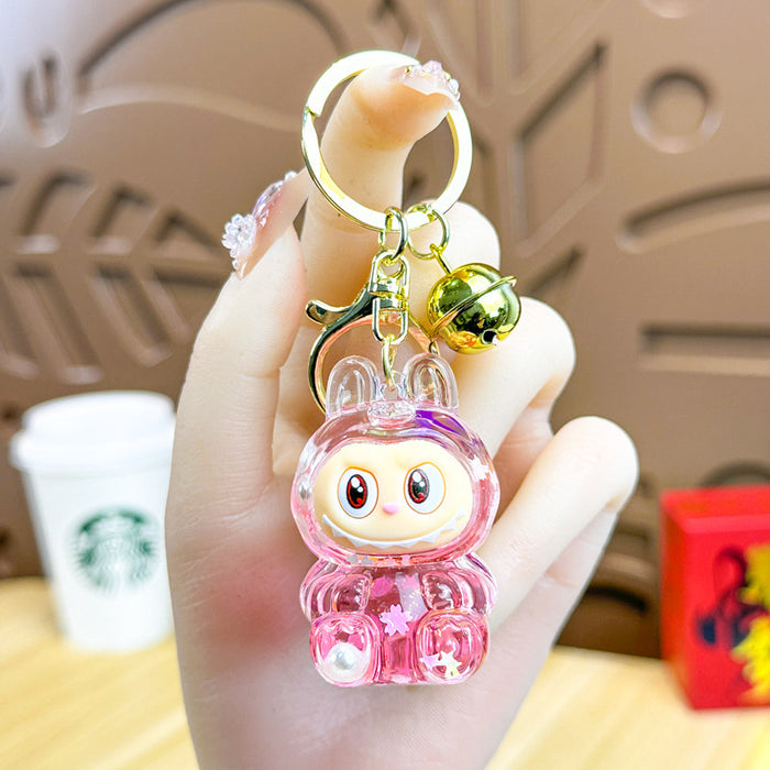 Wholesale Acrylic Bunny Quicksand Keychain Luminous Flashing Cute Doll Bag Gift Keychain