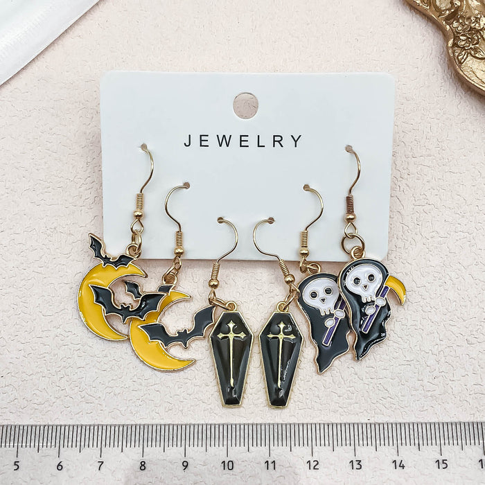 Wholesale Three Pairs of Oil Drop Halloween Pendant Earring Set JDC-ES-Oulu006