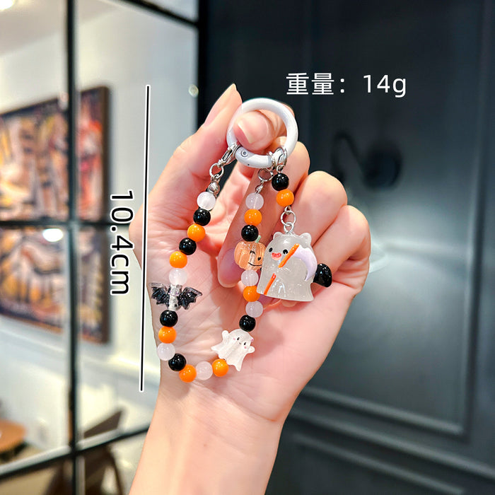 Wholesale Cartoon Ghost Pendant Mobile Phone Lanyard Beaded Candy Color Pendant Handmade Key Chain Lanyard