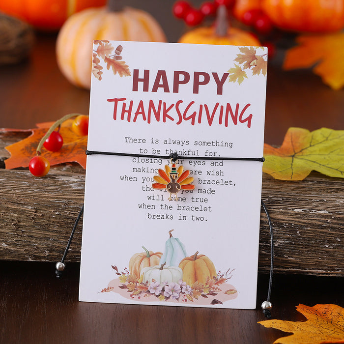 Wholesale Thanksgiving Personalized Creative Maple Leaf Turkey Pine Cone Bracelet Simple Color Card Jewelry