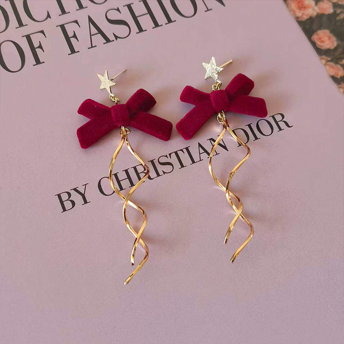 Wholesale Christmas Tree Color-Blocked Five-Pointed Star Earrings
