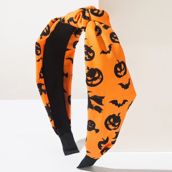 Wholesale  Cloth Hair Headband With Pumpkin Skull Print Party Hair Accessory For Festival Stylish Gift Boutique Resale