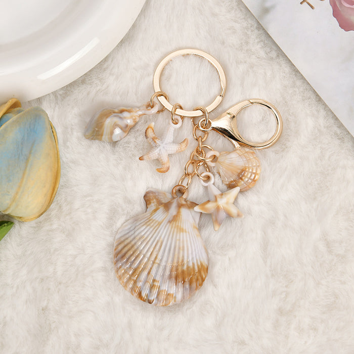 Wholesale Seaside Vacation Ocean Series Conch Starfish Pentagram Keychain