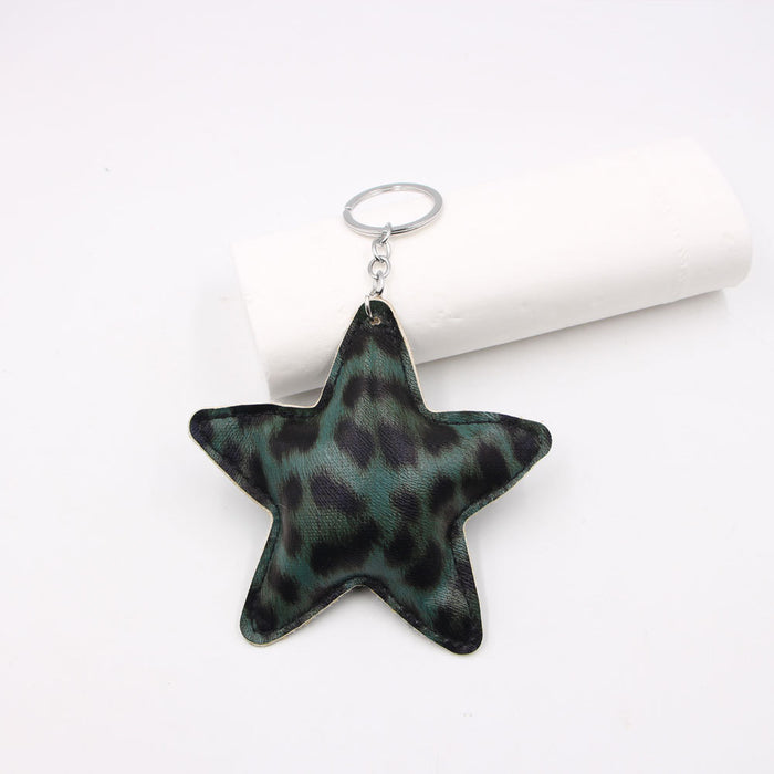 Wholesale Large Pleated Leather Five-Pointed Star Keychain Lanyard with Pendant Accessories