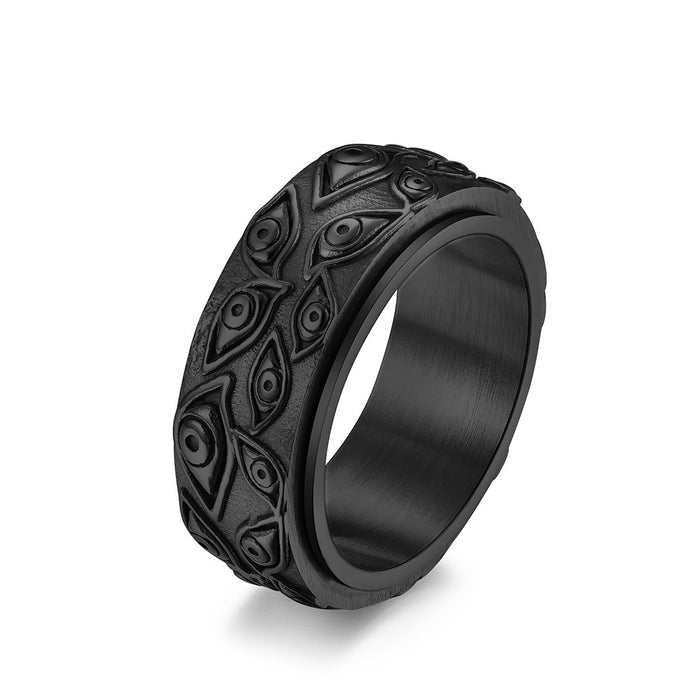 Wholesale Demon Eye Rotatable Stainless Steel Men's Ring JDC-RS-QianF029