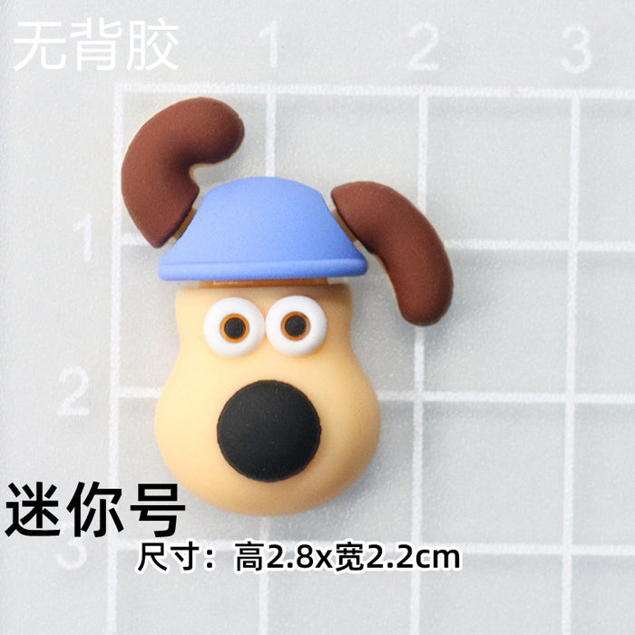Wholesale 5pcs Cartoon Soft Rubber  Accessories Mobile Phone Shell Patch Hole Shoes Mouthwash Cup Three-dimensional Sticker  Puppy