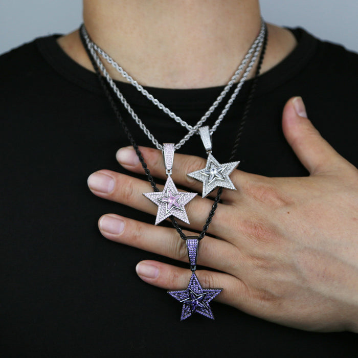Wholesale Full diamond rotating pendant titanium steel necklace, high-end and personalized fashion accessory