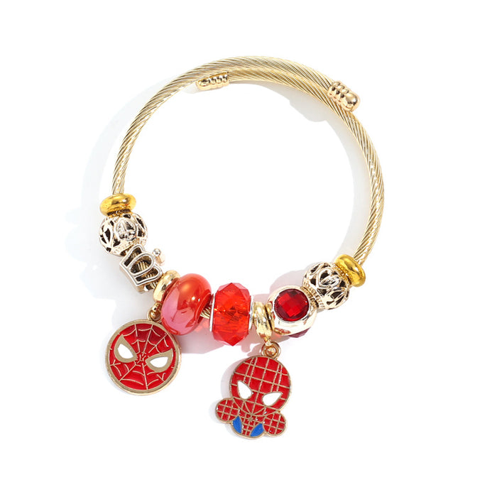 Wholesale Superhero Themed Stainless Steel Beaded Bracelet with Pendant Trendy Jewelry Accessory for Women