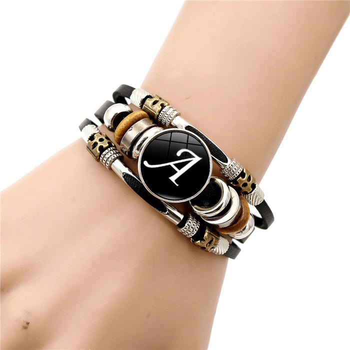Wholesale Letter Time Gem Leather Bracelet Women Retro Punk Style Handmade Multi-layer Beaded Bracelet Jewelry