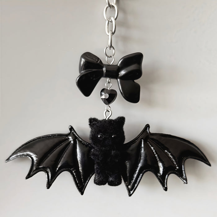 Wholesale Sweet Cool Bear Wings Bat Design Keychain Bag Charm Wool Pendant For Bags And Phones Resale Party Accessory