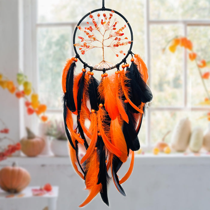 Wholesale Iron Hoop Cotton Thread Feather Handmade Dreamcatcher with Crystal Stones Tree of Life MOQ≥2