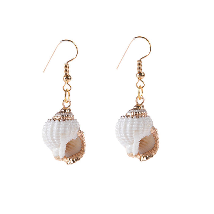 Wholesale New gold trimmed conch seashell earrings with multiple options to choose from