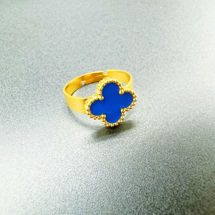 Wholesale Titanium steel clover ring plated with genuine gold