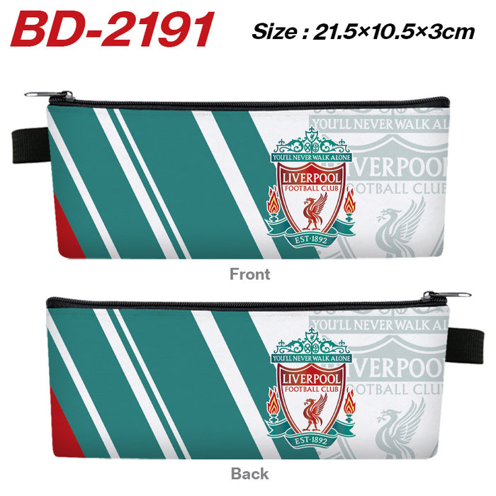 Wholesale Stylish PU Leather Zipper Pencil Pouch Cartoon Sports Team Stationery Organizer For Students Gift