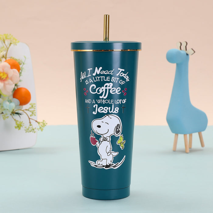 Wholesale Cute cartoon gold-rimmed insulated thermos cup