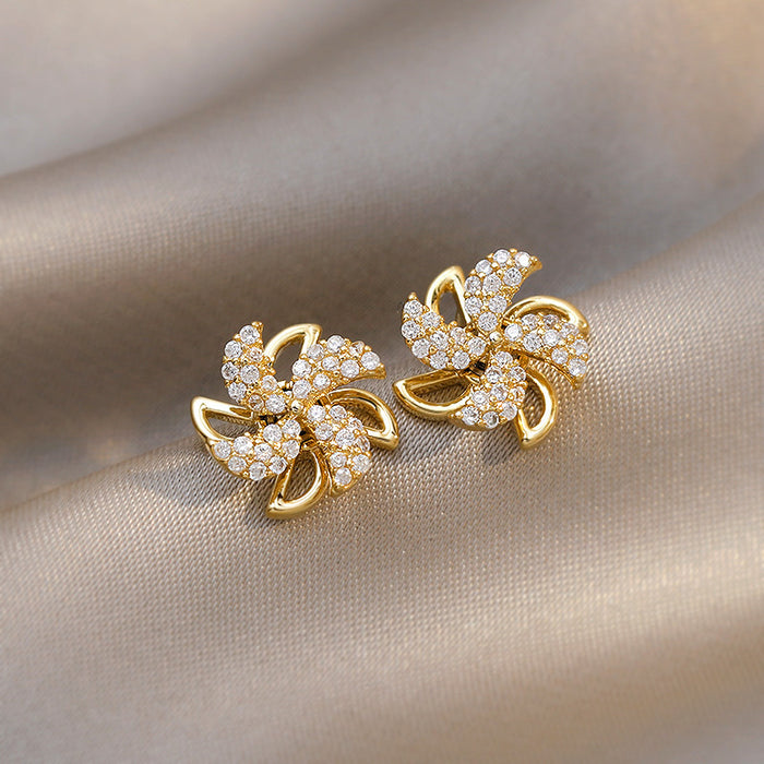 Wholesale Rotating windmill alloy earrings