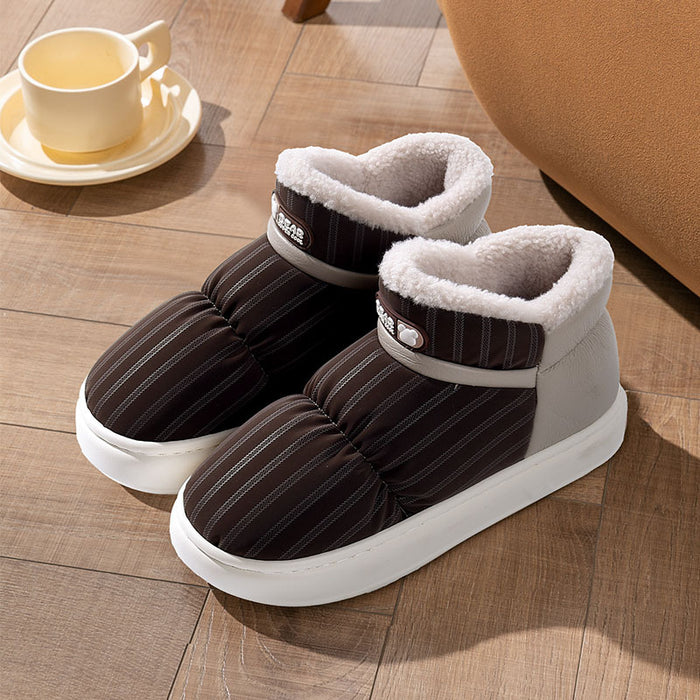 Wholesale  Cotton Slippers Women's  Home Indoor Non-Slip Thick Bottom Plush Couple Cartoon Slippers for Men