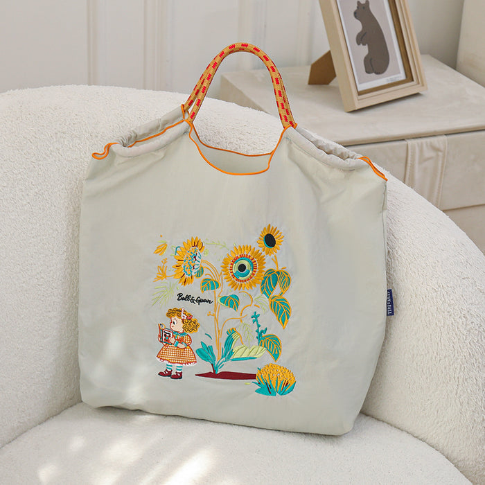 Wholesale Canvas bag embroidery shopping bag tote bag large capacity bag women' s handbag crossbody bag